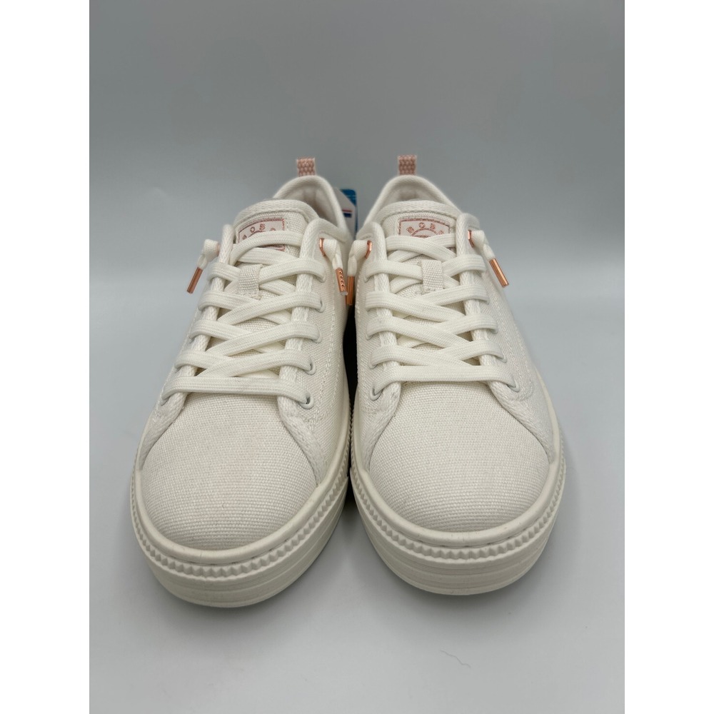 Skechers Bobs B Cute Platform Sneakers Off White Canvas Rose Gold Vegan Size 8 - Picture 3 of 8